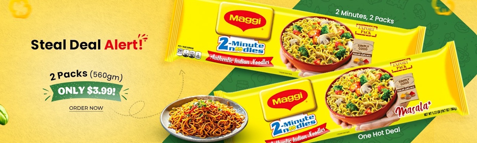 Maggi Masala Noodles - 560 Gm (Pack Of 2)
