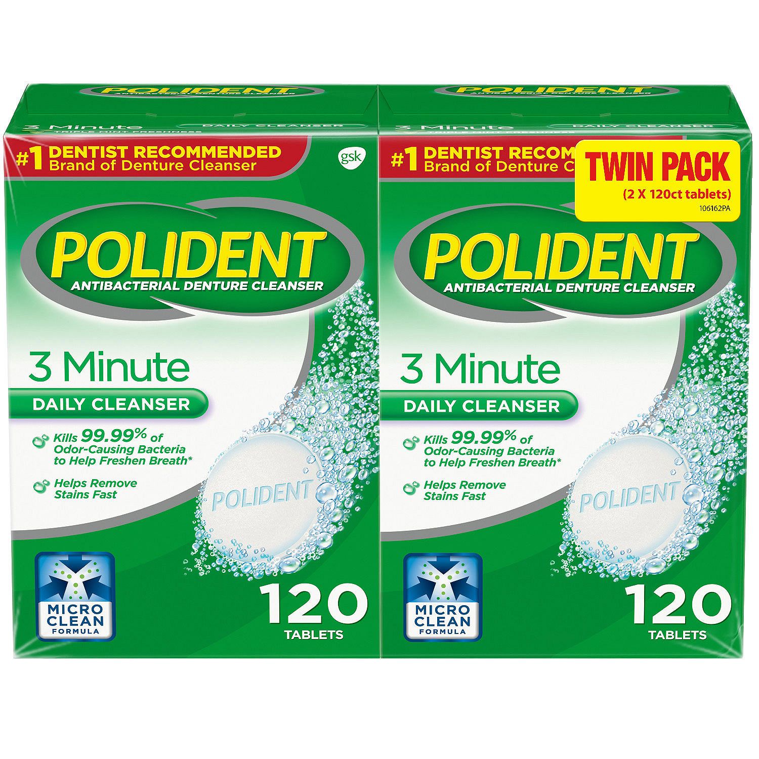 Buy Online Polident 3minute Triplemint Antibacterial Denture Cleanser
