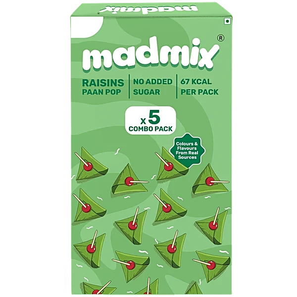 Madmix Flavoured Raisins (Paan Pops) - Pack Of 5*11 Gm