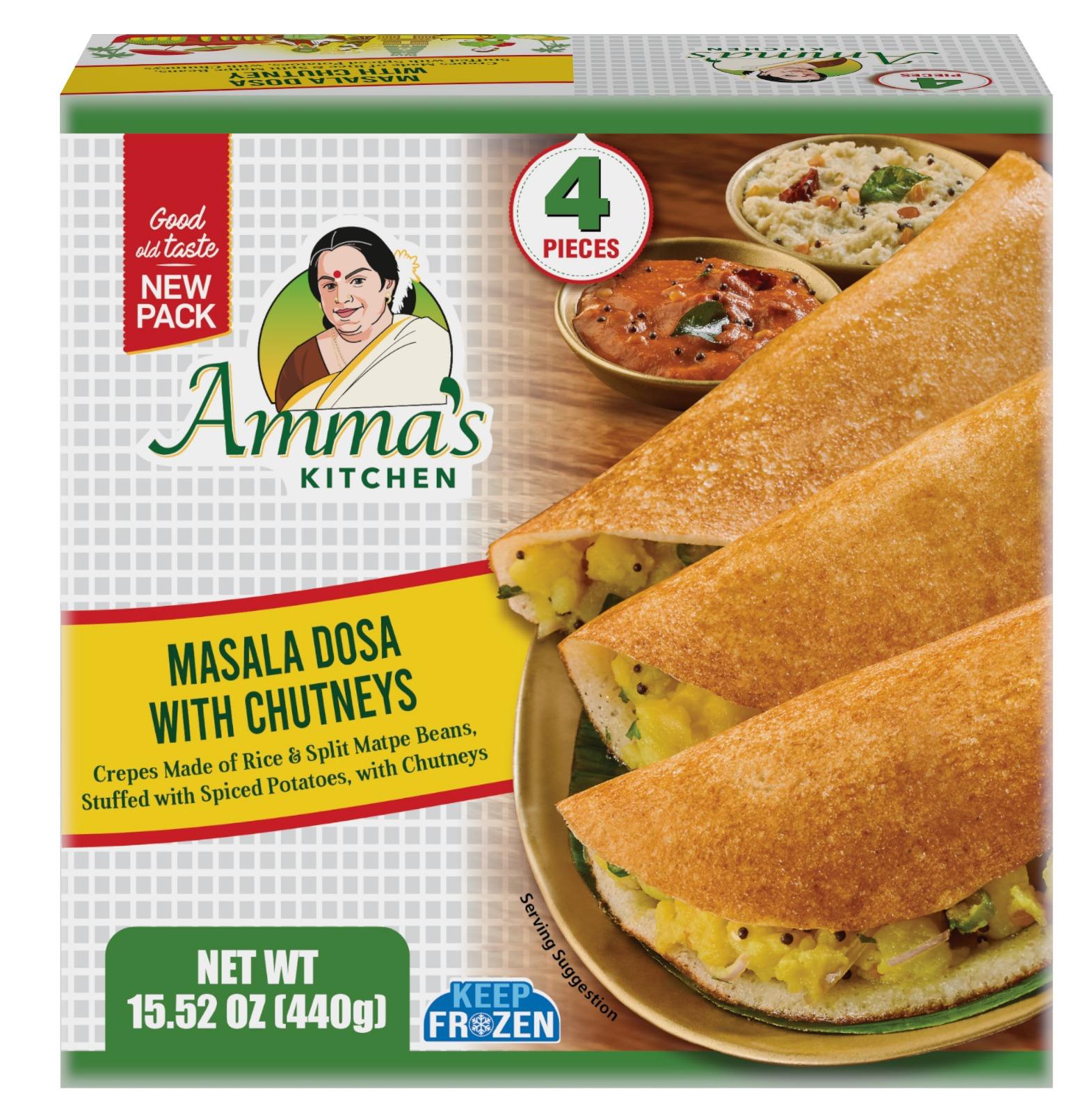 Amma's Kitchen Masala Dosa With Chutney - 4 Pcs (440 Gm)