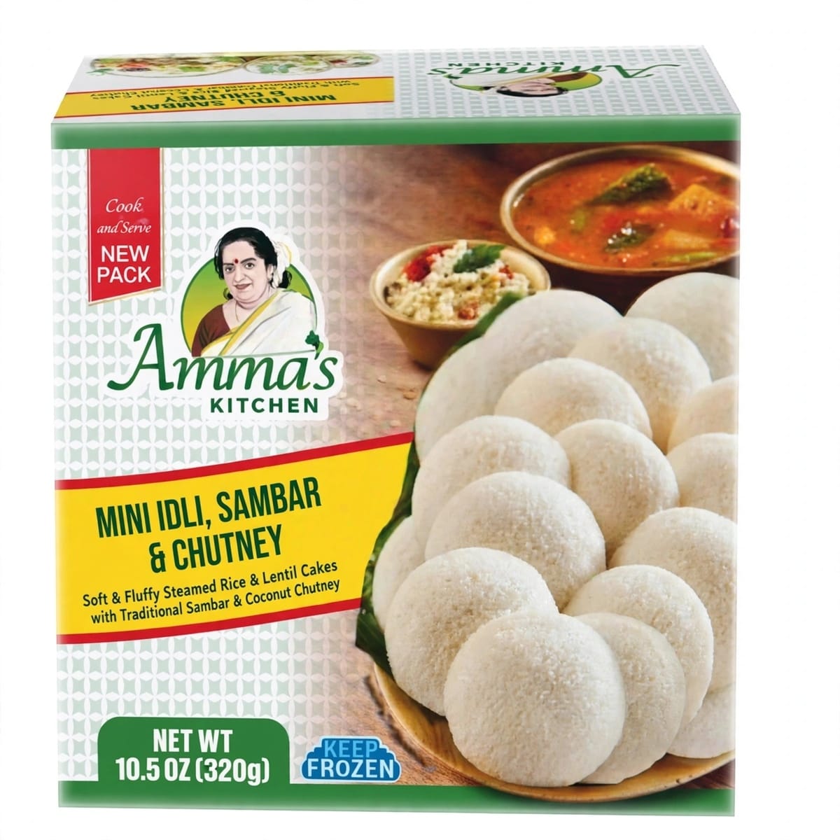 Amma's Kitchen Mini Idli ,Sambhar & Chutney - 10.5 Oz (320 Gm)