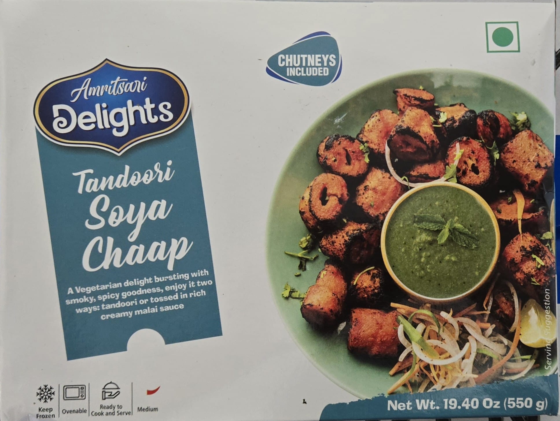 Amritsari Delights Frozen Tandoori Soya Chaap - 19.4 Oz (550 Gm)