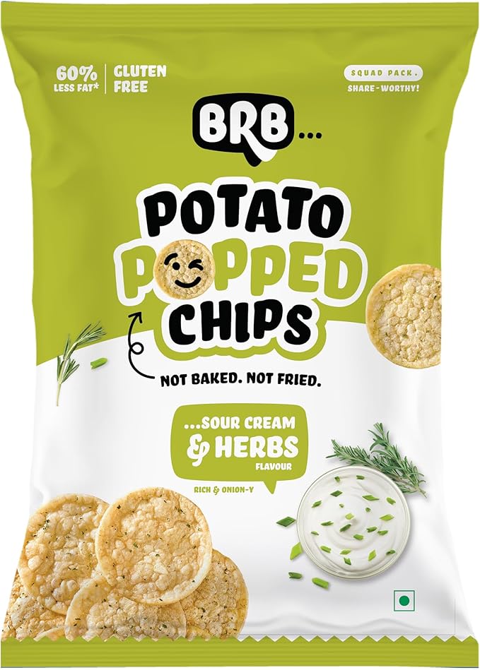 BRB Popped Potato Chips (Sour Cream & Herbs) - 1.7 Oz (48 Gm)