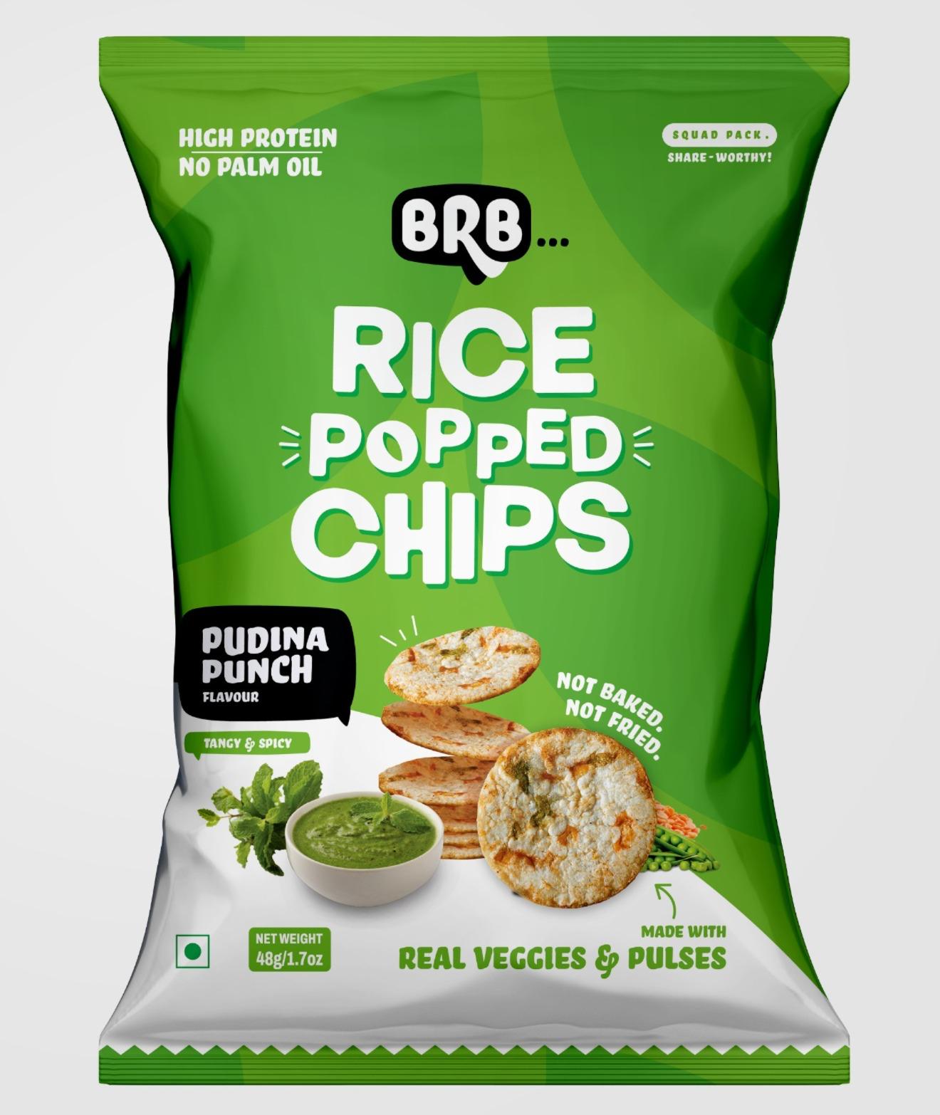 BRB Rice Popped Chips (Pudina Punch) - 1.7 Oz (48 Gm) BRB Rice Popped Chips (Pudina Punch) - 1.7 Oz (48 Gm)