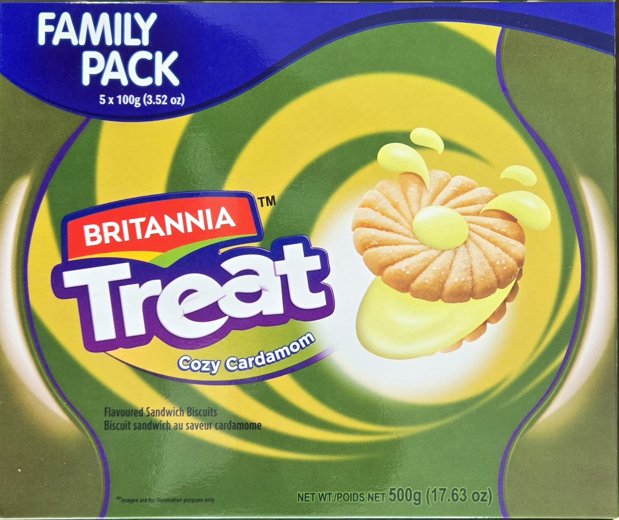 Britannia Treat Family Pack Biscuits (Cardamom) - 17.5 Oz (500 Gm)