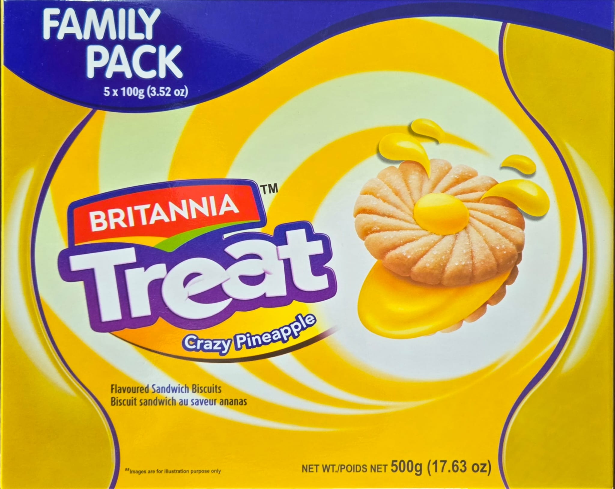 Britannia Treat Family Pack Biscuits (Pineapple) - 17.5 Oz (500 Gm)