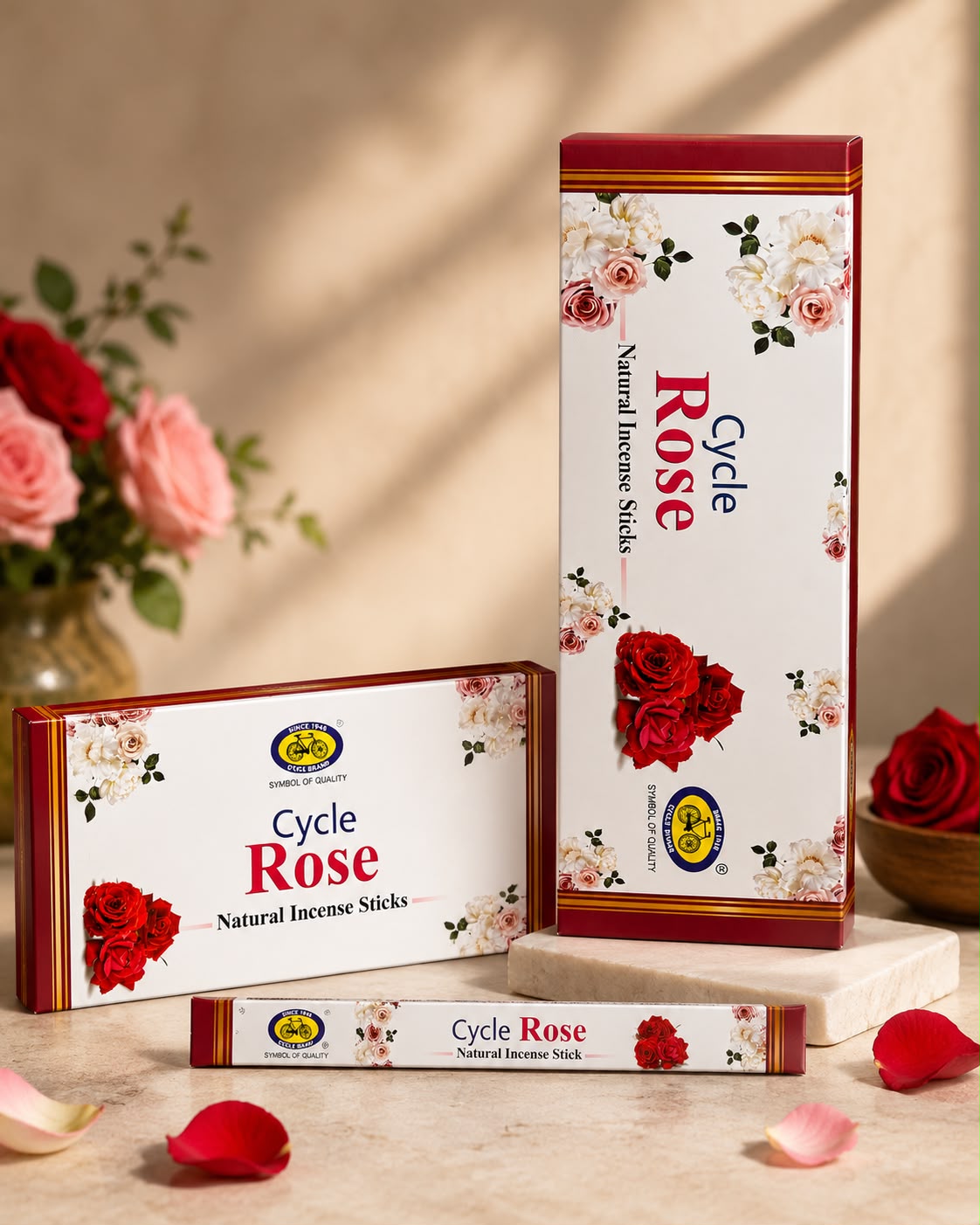 Cycle Rose Natural Incense Sticks - 72 Sticks