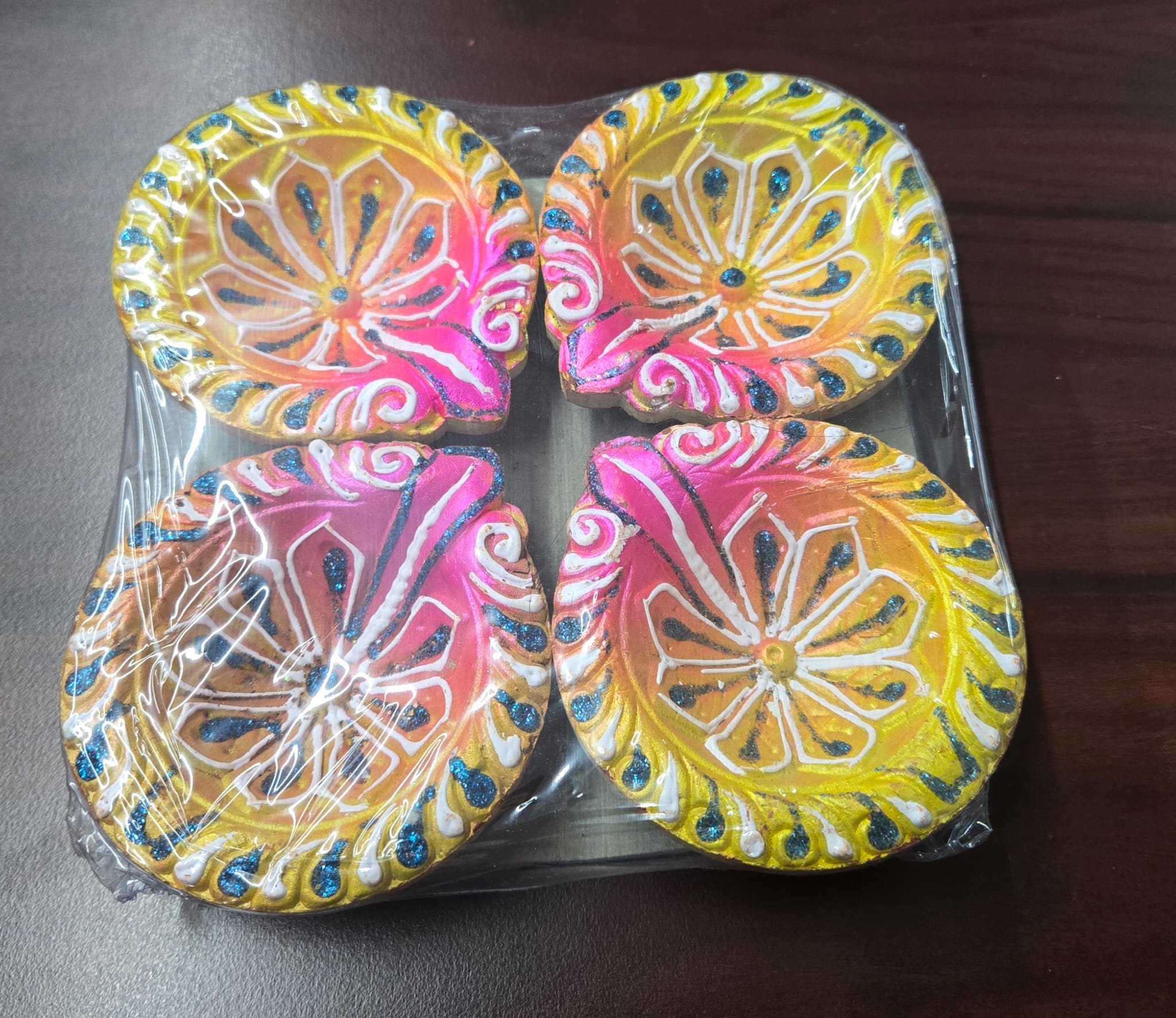 Decorative Diwali Diya Without Wax - 4 Pcs