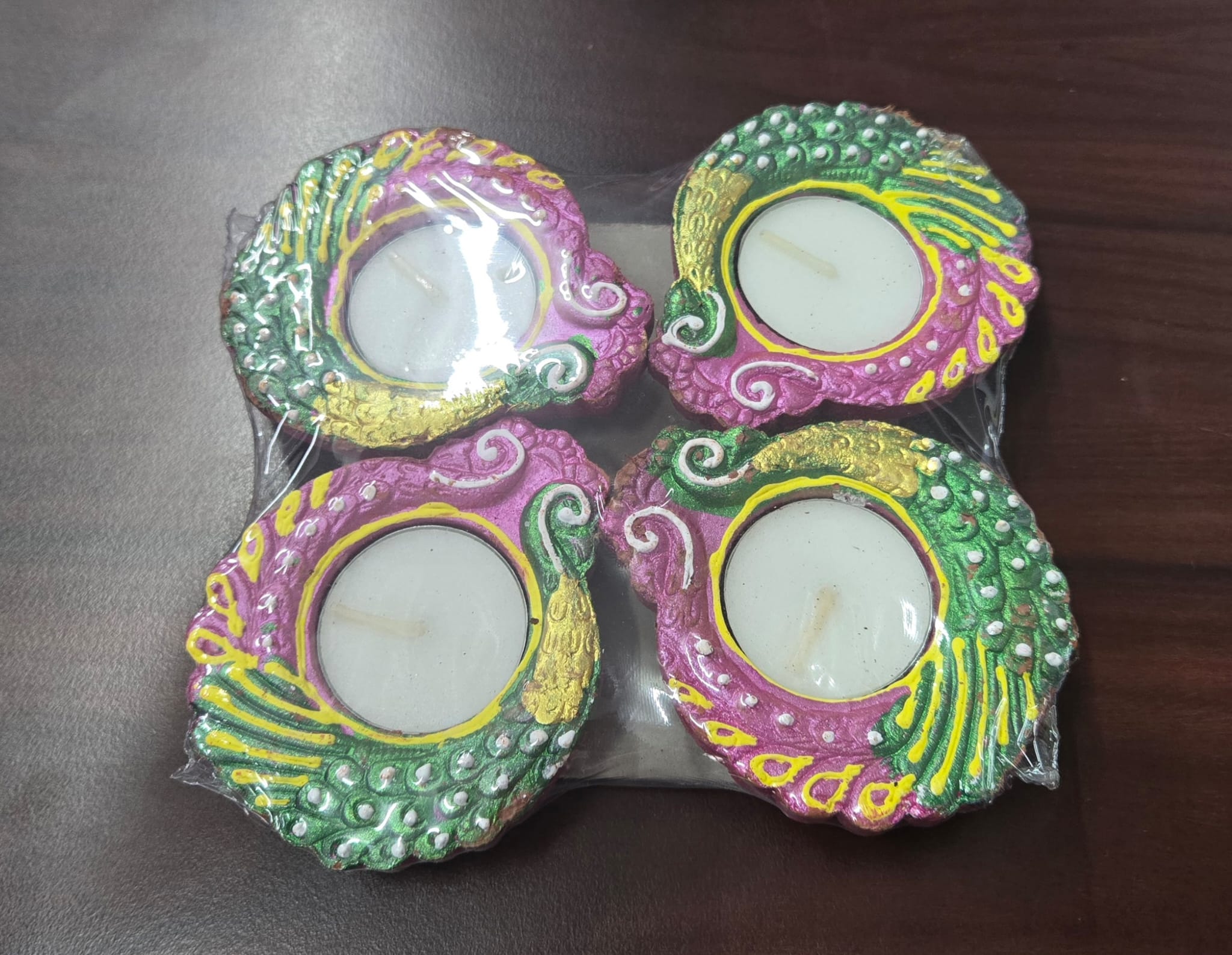 Decorative Diwali Diya With Wax - 4 Pcs Decorative Diwali Diya With Wax - 4 Pcs