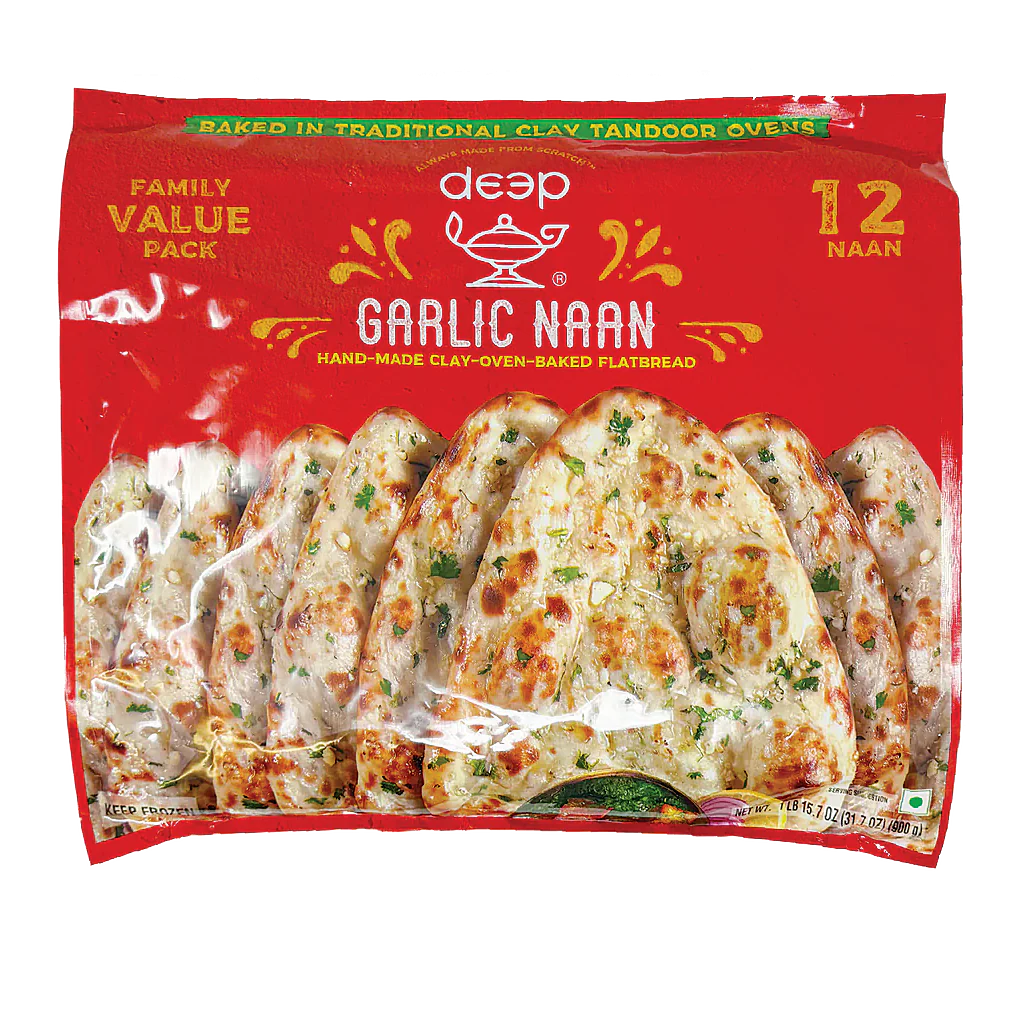 Deep Garlic Naan Family Pack - 12 Pcs (900 Gm)