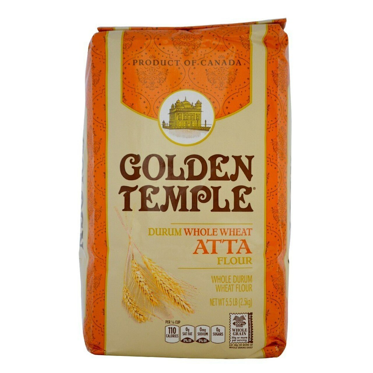 Golden Temple Duram Whole Wheat Atta (5.5 LB-2.5 KG)