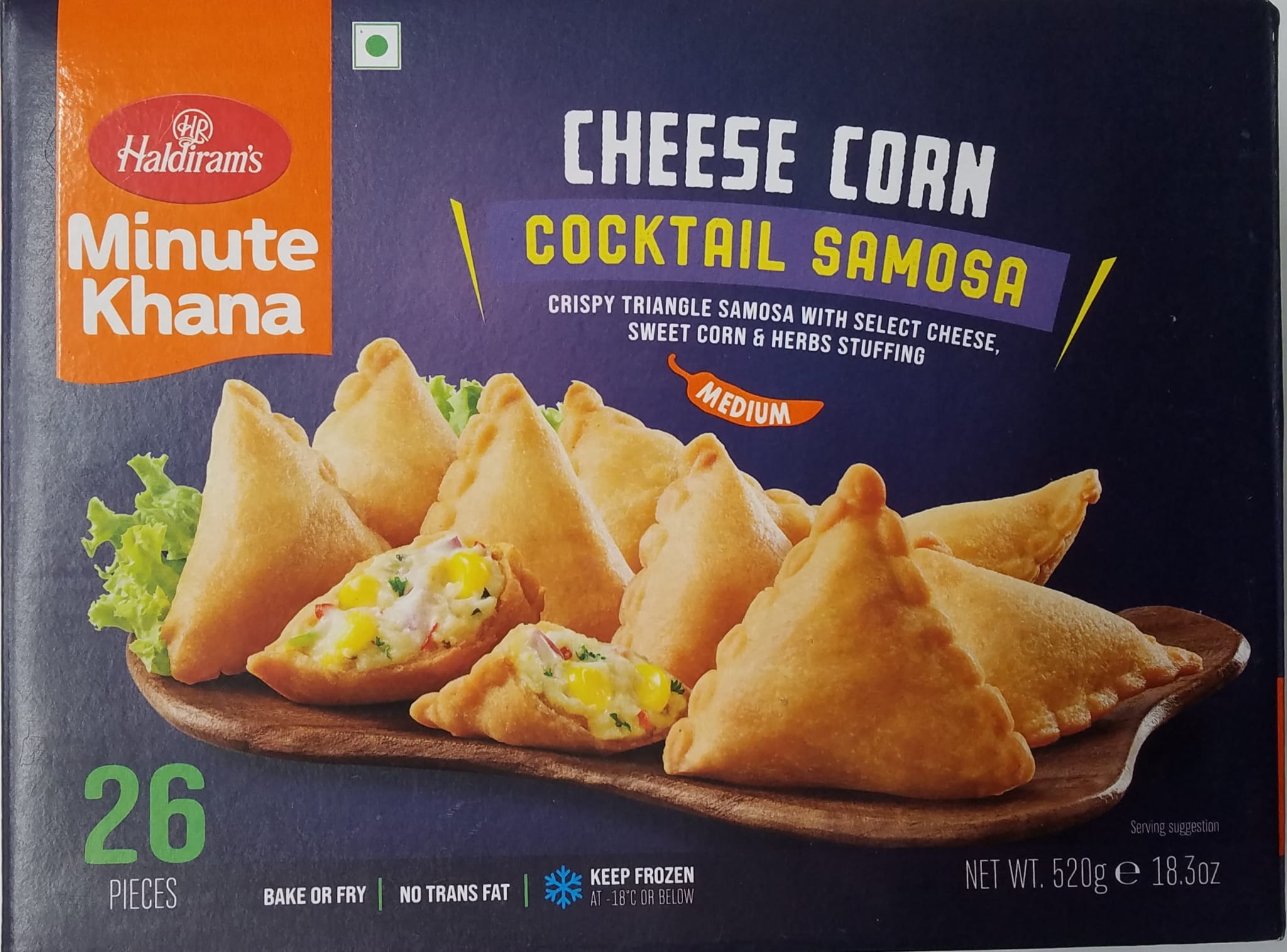 Haldiram Cheese Corn Cocktail Samosa (520 GM - 18.3 OZ)