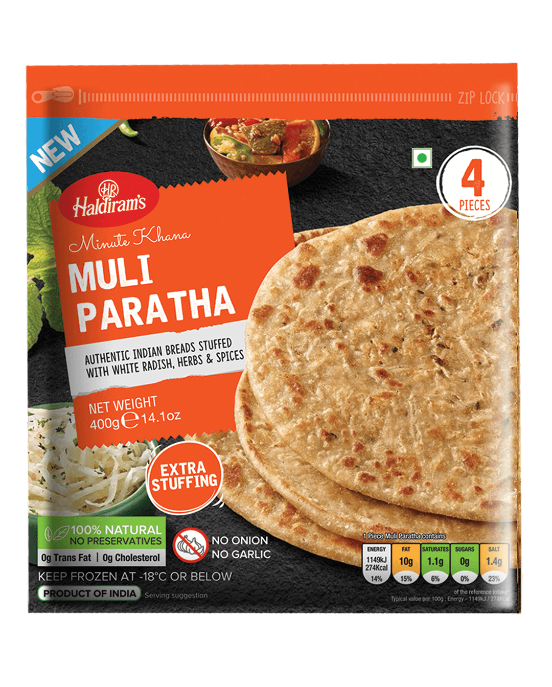 Haldiram Muli Paratha 4 Pcs