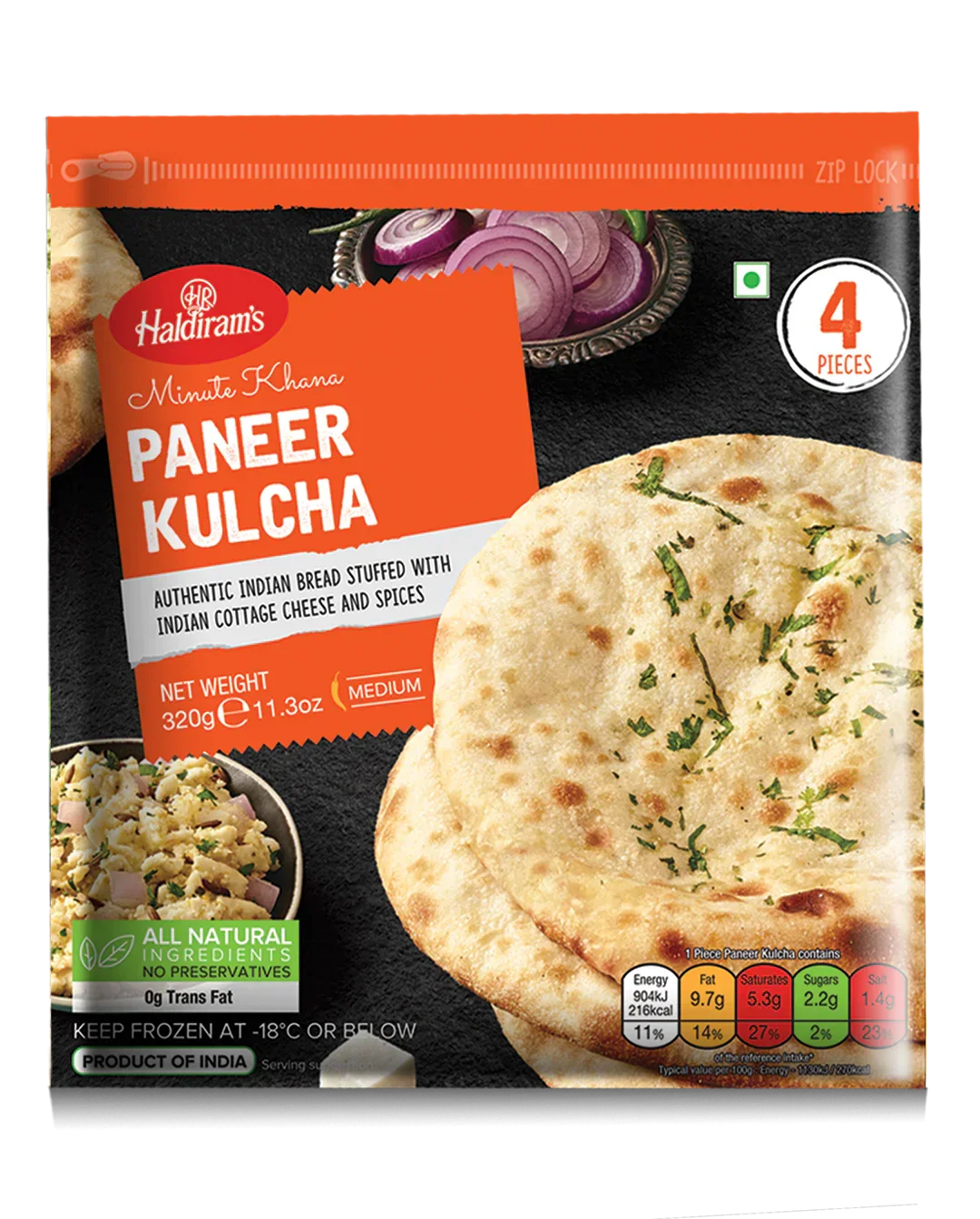 Haldiram Paneer Kulcha - 4 Pcs (320 Gm)