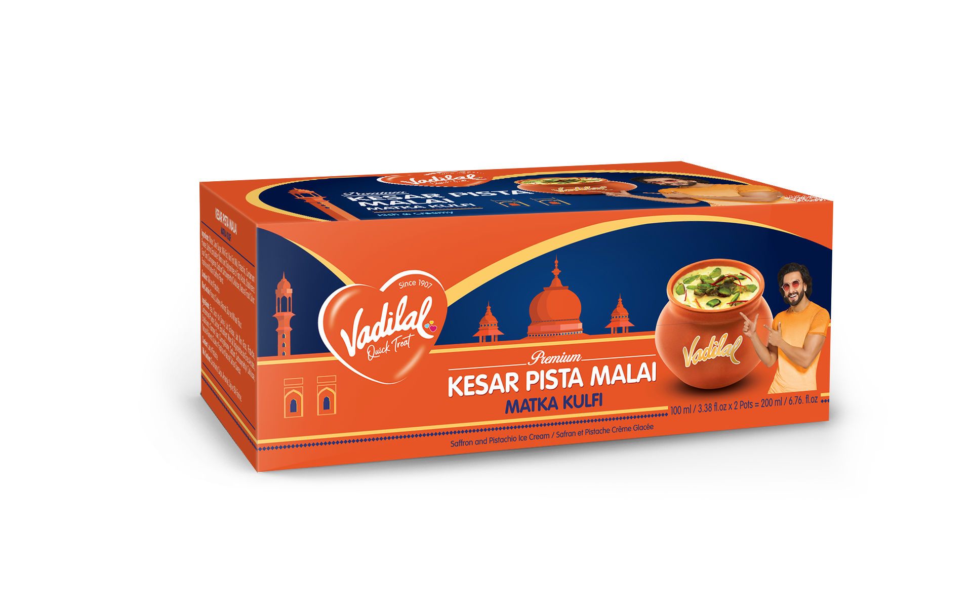 Vadilal Matka Kulfi Kesar Pista (100 ML*2 PKT)