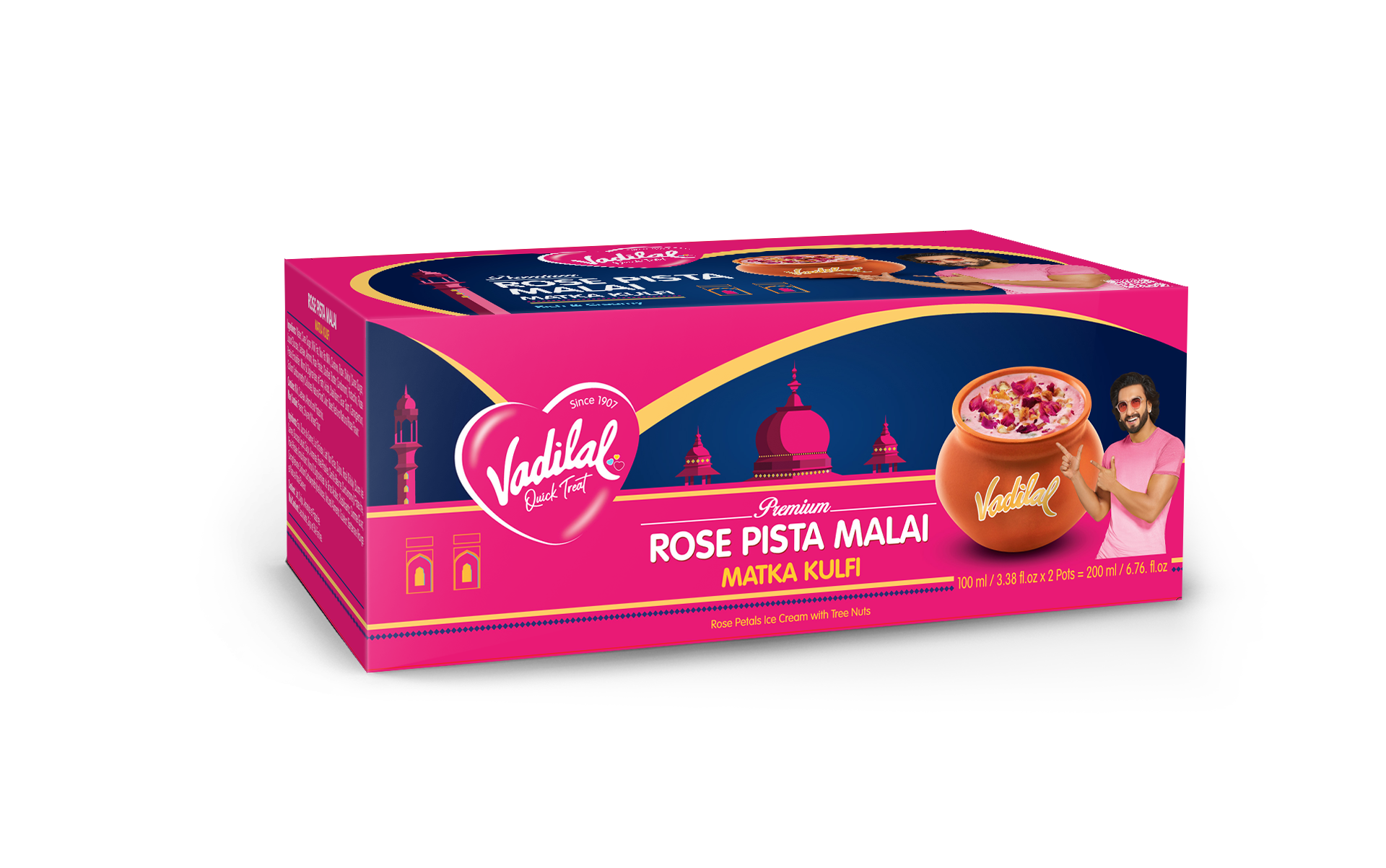 Vadilal Matka Kulfi Rose Pista (100 ML*2 PKT)