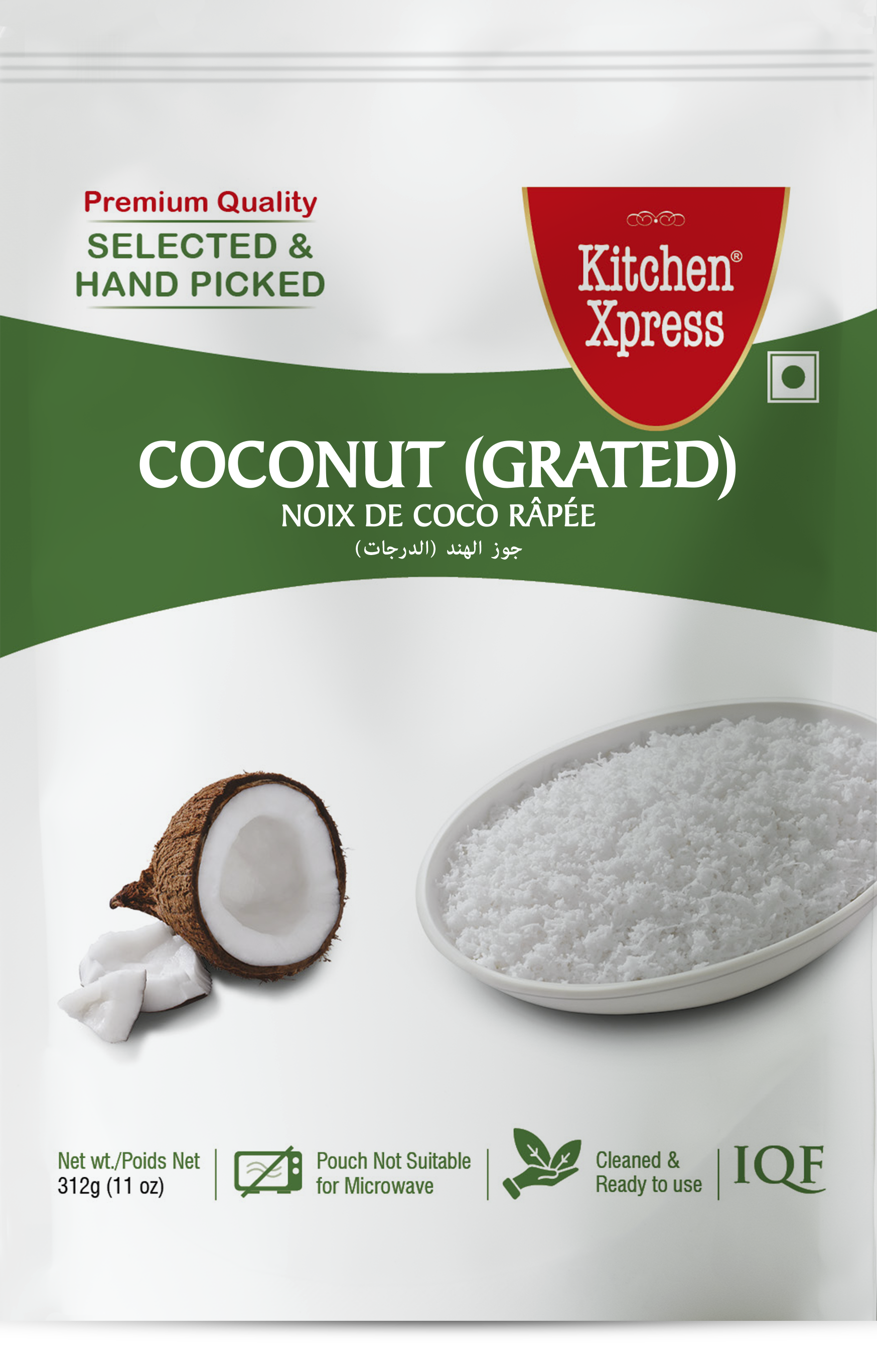 KX Frozen Grated Coconut - 11 Oz (312 Gm)