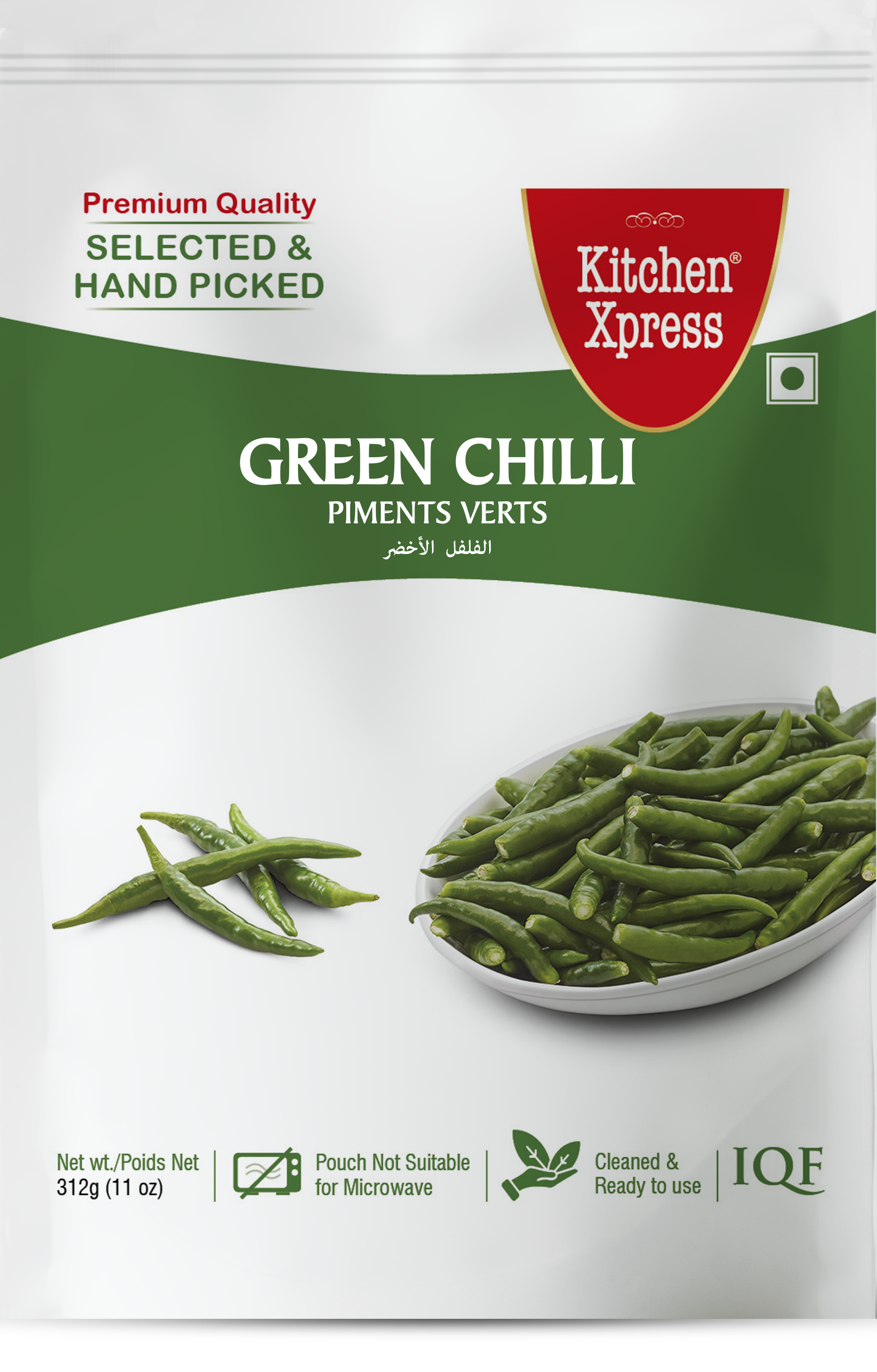 KX Frozen Green chilli - 11Oz (312 Gm)