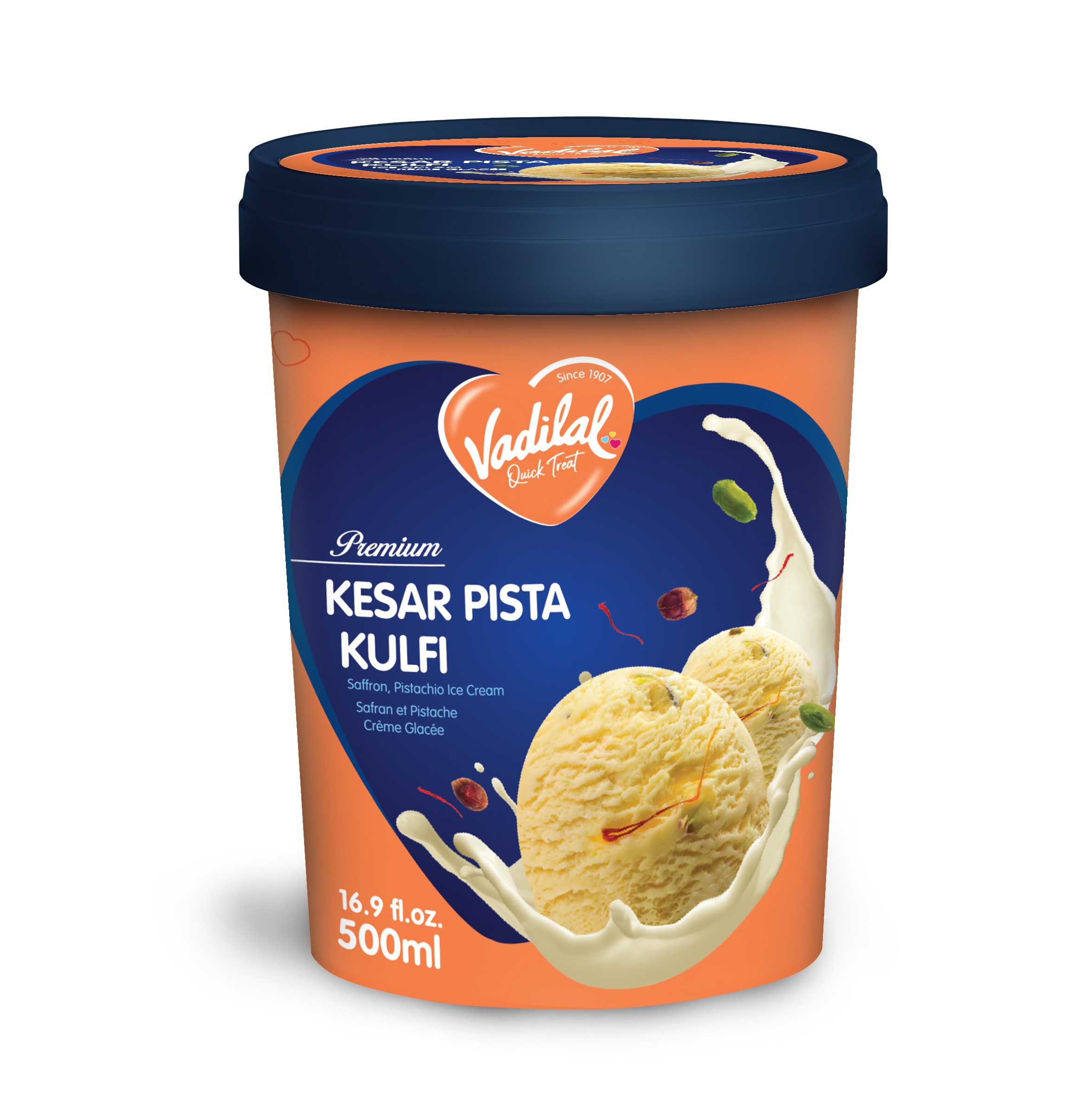 Vadilal Kesar Pista Kulfi Ice Cream - 500 ML