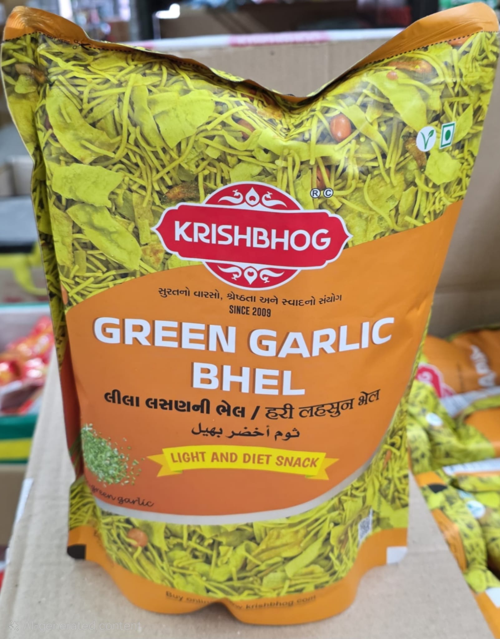 Krishbhog Green Garlic Bhel - 14 Oz (400 Gm)