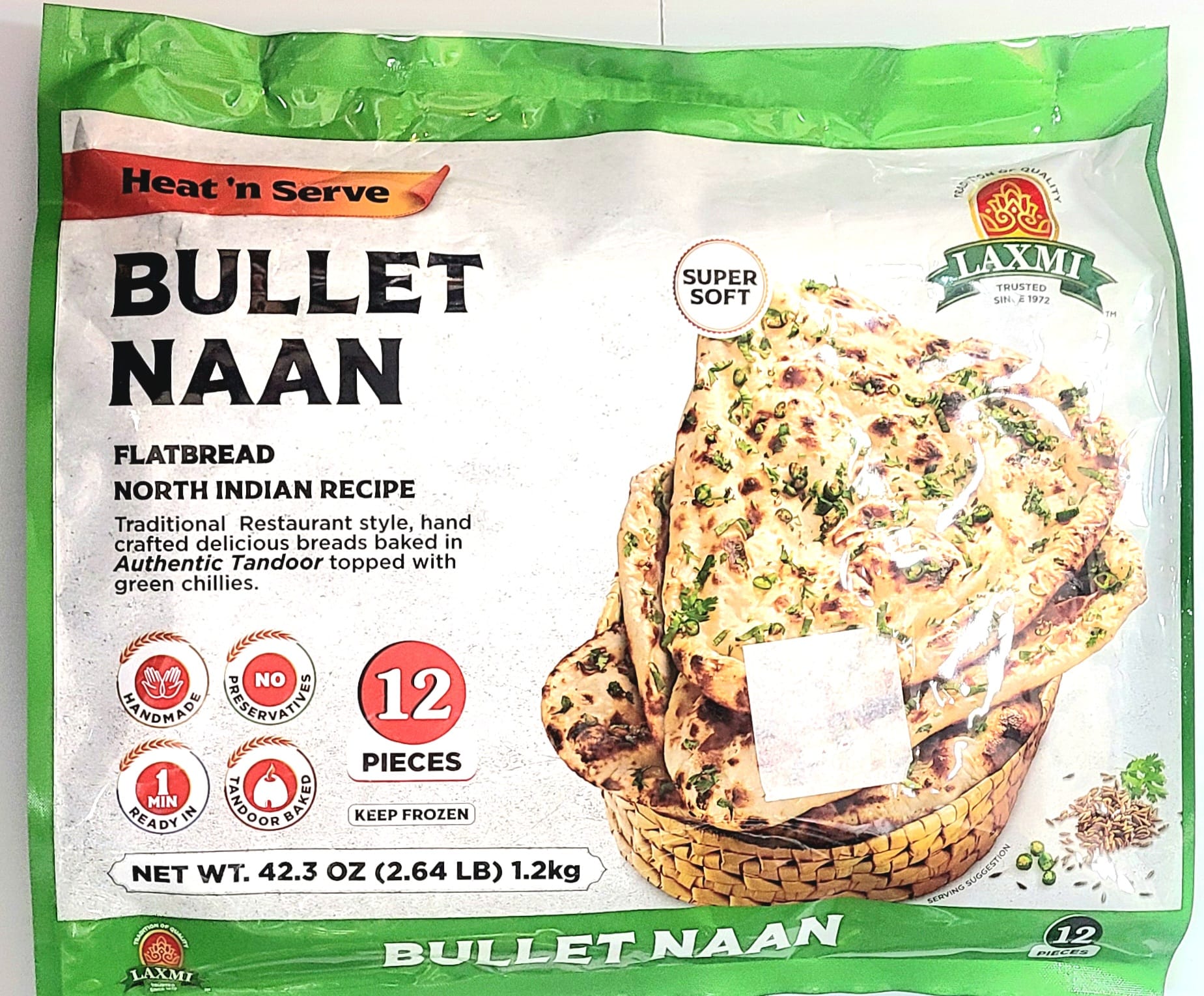 Laxmi Frozen Bullet Naan - 12 PCS