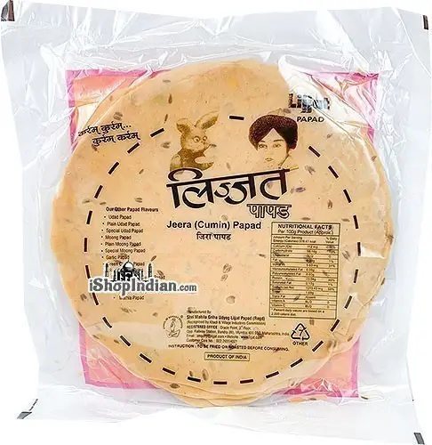 Lijjat Jeera (Cumin) Papad - 7 Oz (200 Gm)