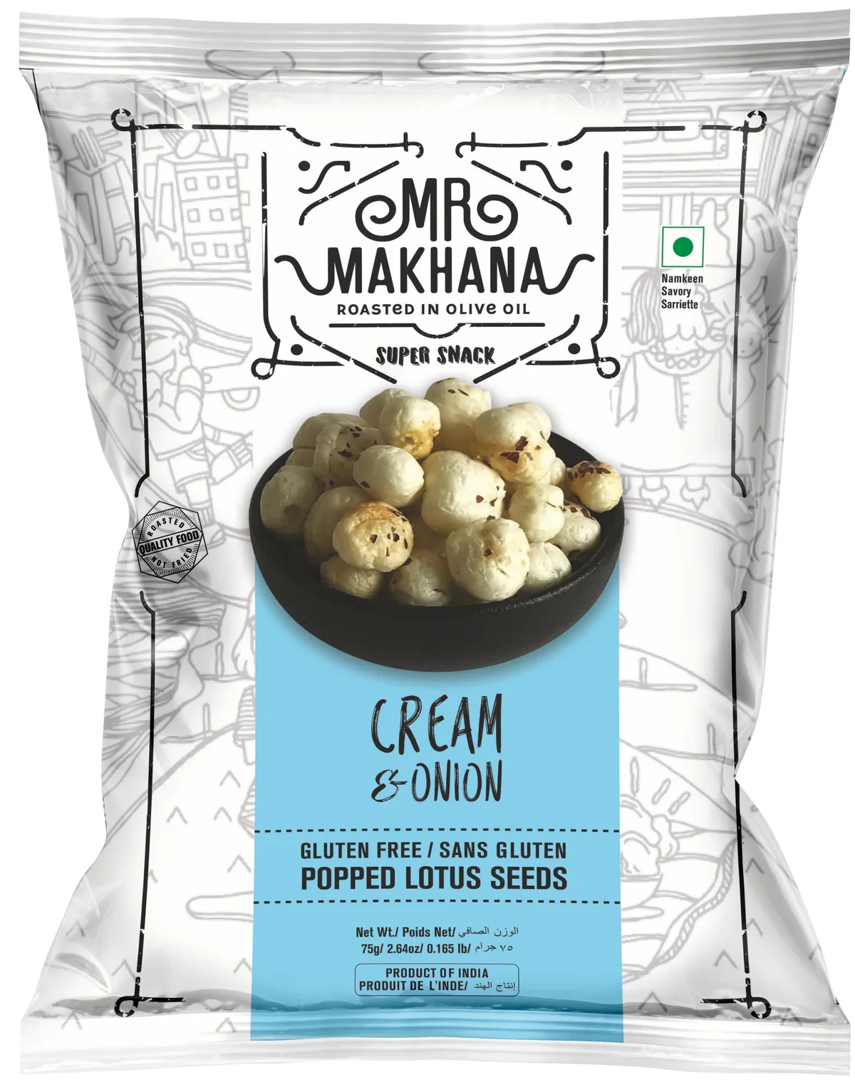 MR. Makhana Cream & Onion - 2.12 Oz (60 Gm)
