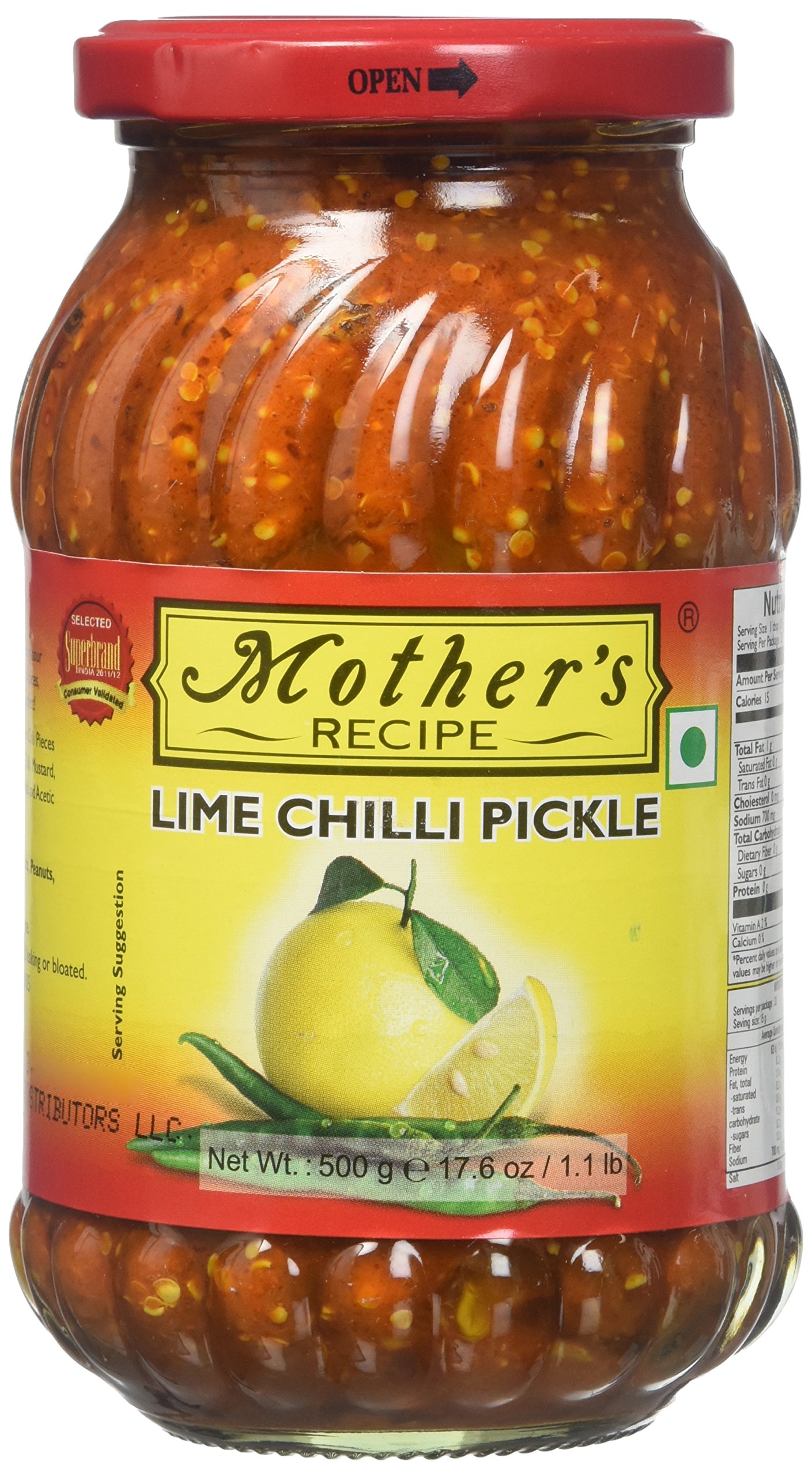 Mother's Lime Chilli Pickle - 17.5 Oz (500 Gm)