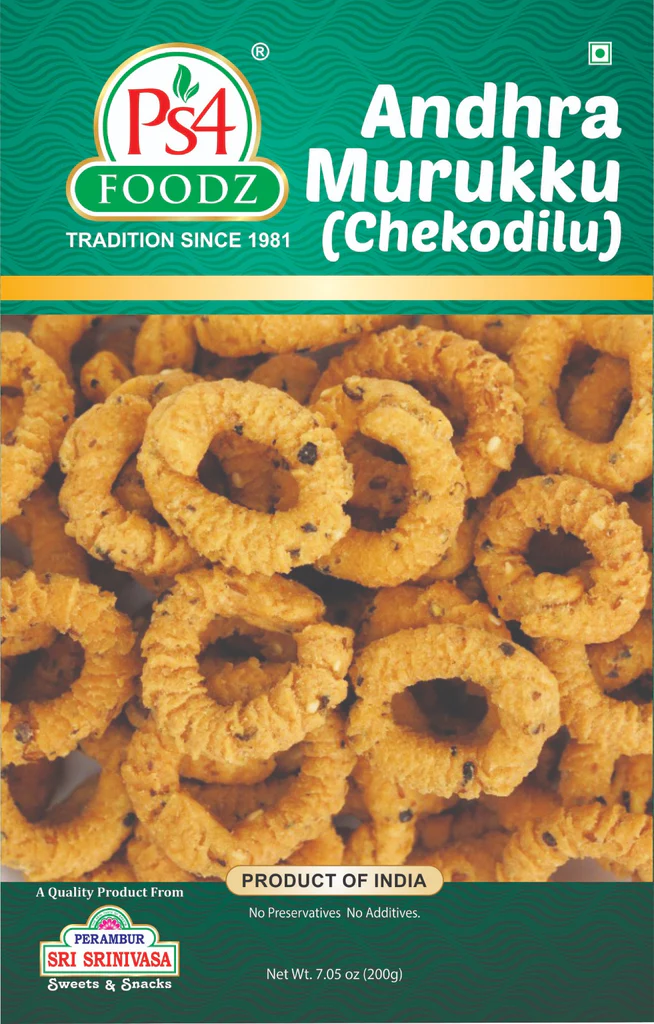 PS4 Foodz Andhra Murukku (Chekodilu) - 7 Oz (200 Gm)