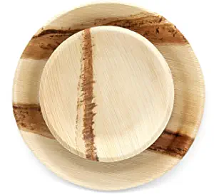 Palm Leaf Disposable Biodegradable Plate Round 8 Inch - 25-Pack