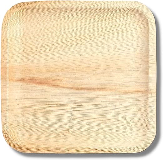 Palm Leaf Disposable Biodegradable Plate Square 8 Inch - 25-Pack
