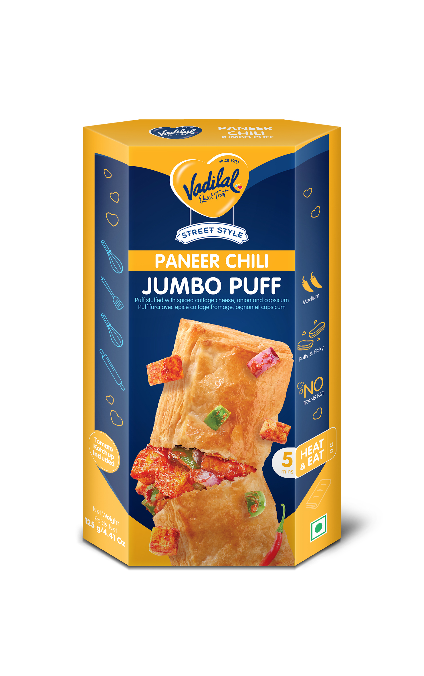 Vadilal Paneer Chilli  Jumbo Puff (125 GM - 4.40 OZ)