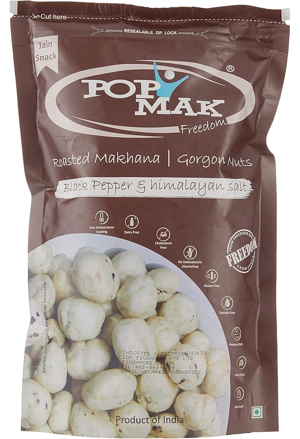Popmak Roasted Makhana (Black Pepper & Himalayan Salt) - 80 Gm