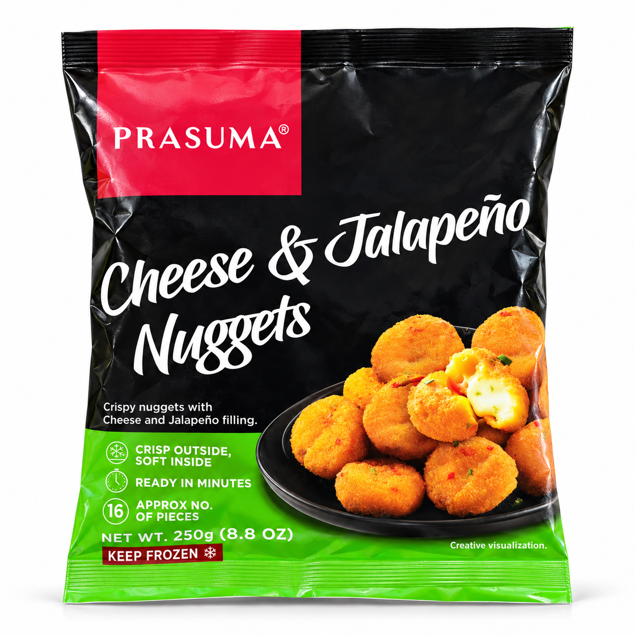 Prasuma Cheese & Jalapemo Nuggets - 16 Pcs (250 Gm)