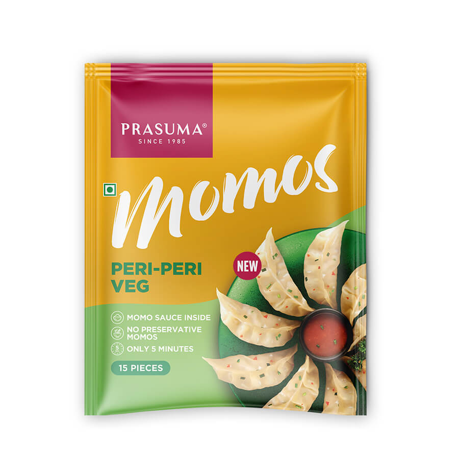 Prasuma Peri Peri Veg Momos - 15 Pcs (400 Gm)