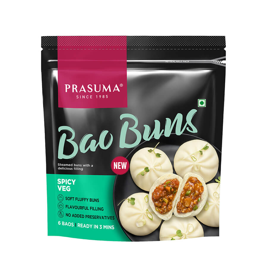 Prasuma Spicy Veg Bao Buns - 6 Pcs (300 Gm)