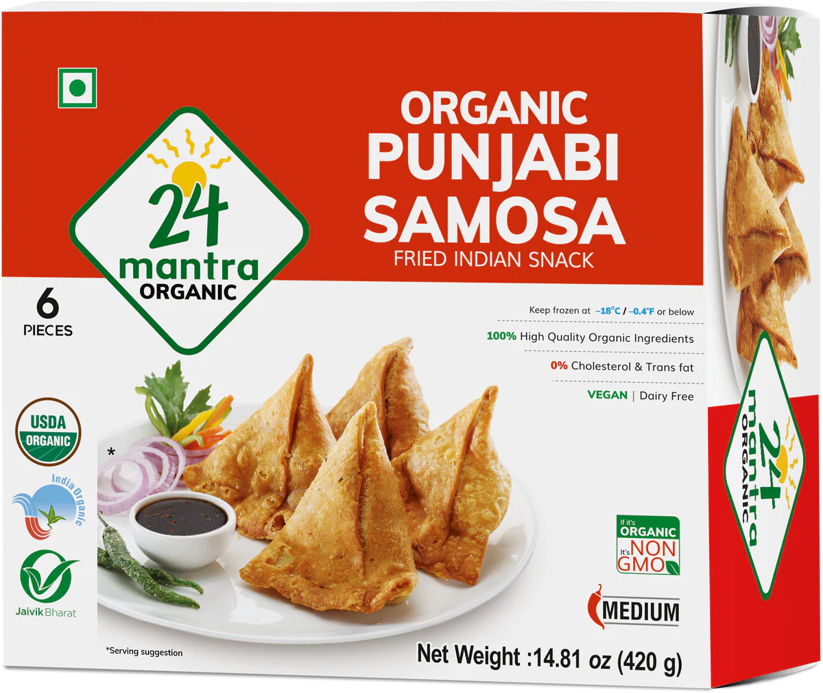24 Mantra Organic Punjabi Samosa - 6 Pcs (420 Gm)