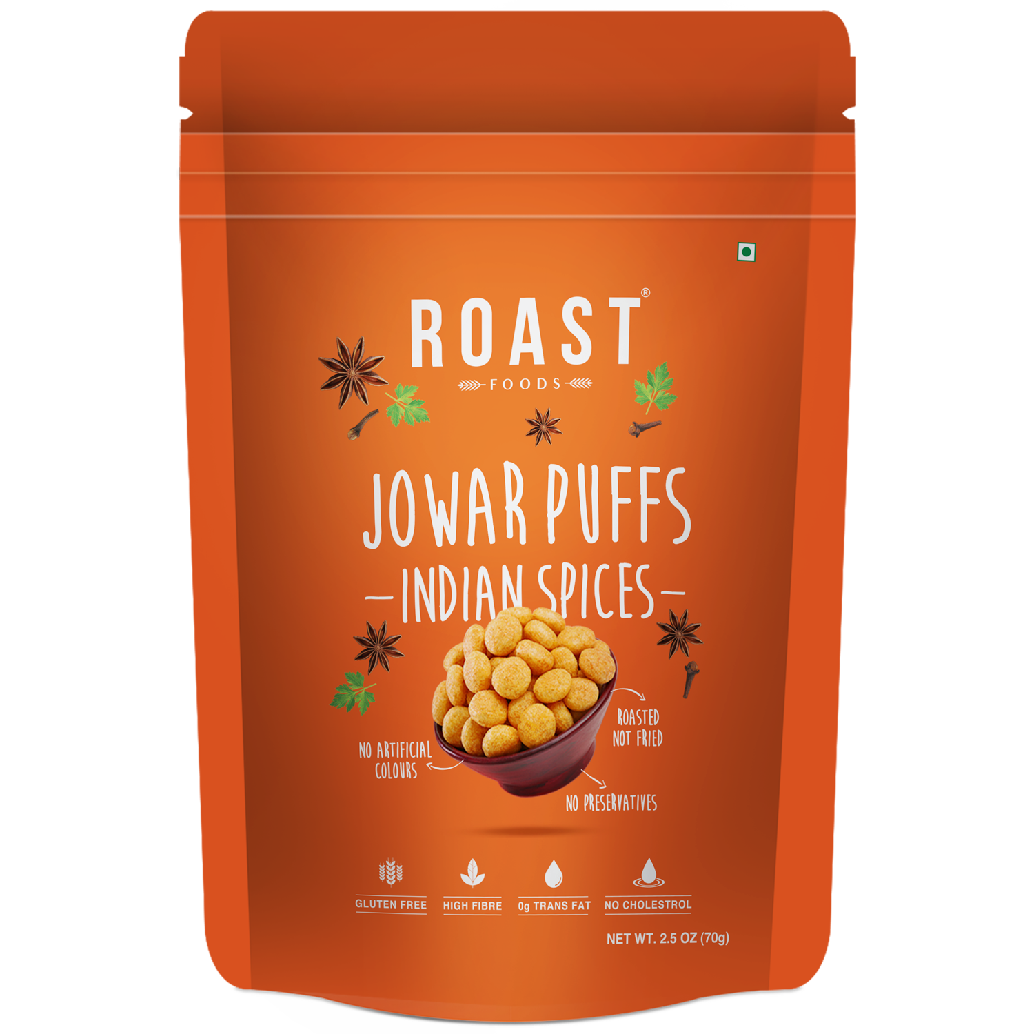 Roast Foods Jowar Puffs - Indian Spices (70 Gm)