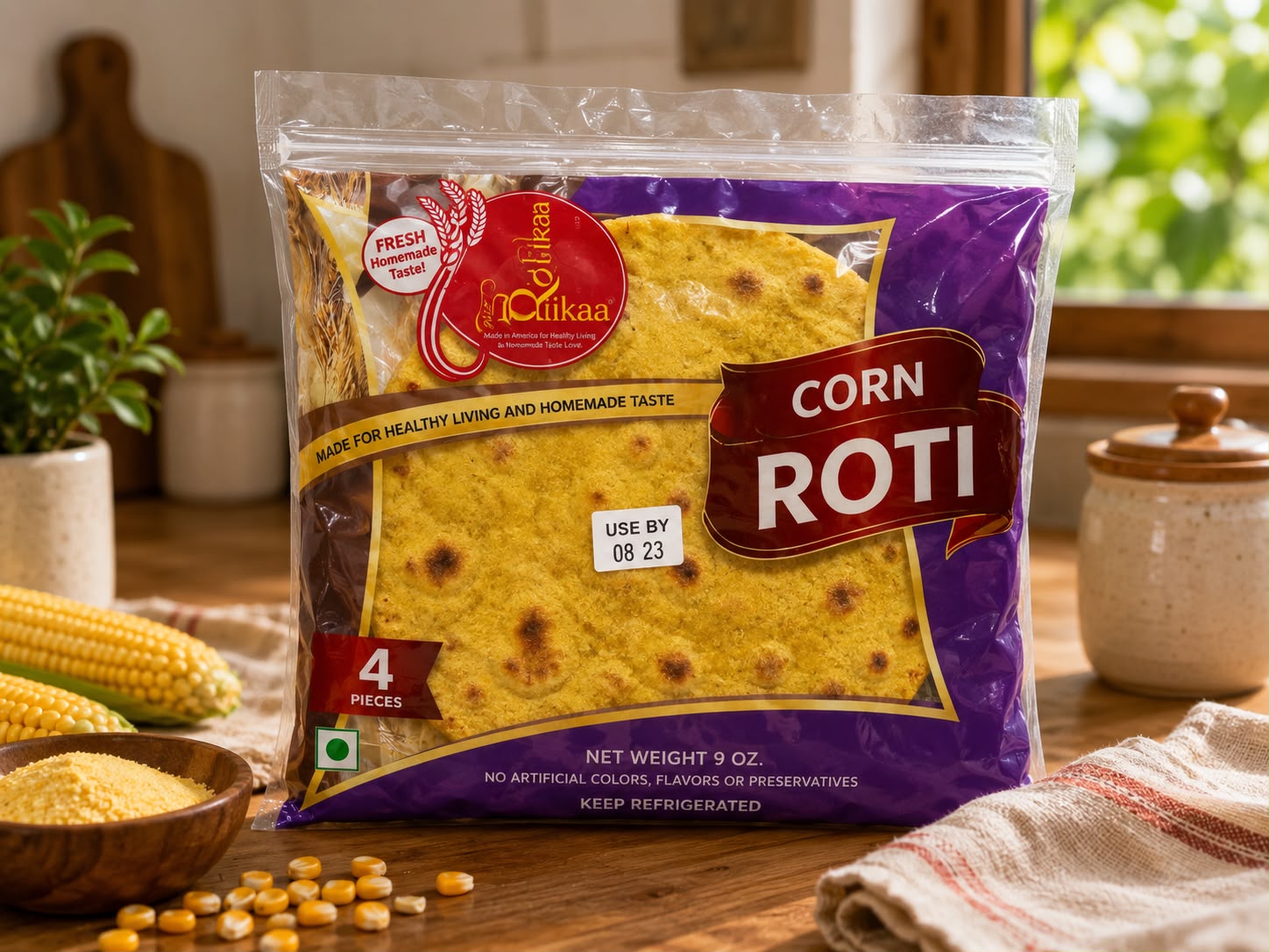 Rotikaa Corn (Makki) Roti - 4 Pcs