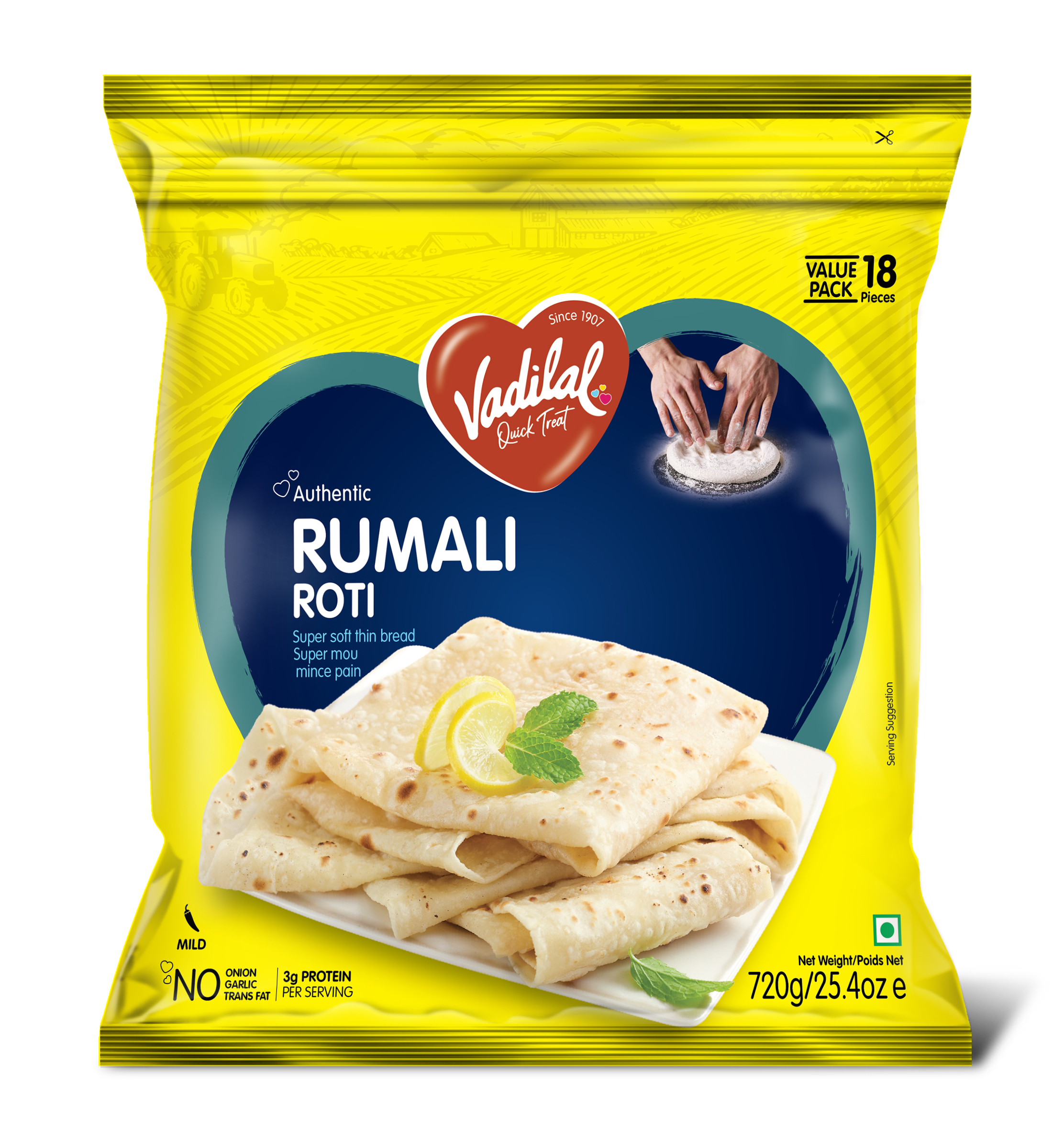 Vadilal Frozen Bulk Rumali Roti - 18 PCS (720 GM)
