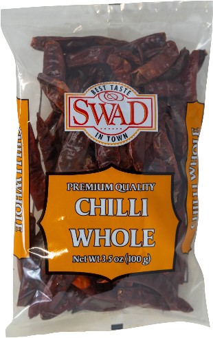 Swad Red Chilli Whole - 3.5 Oz (100 Gm)