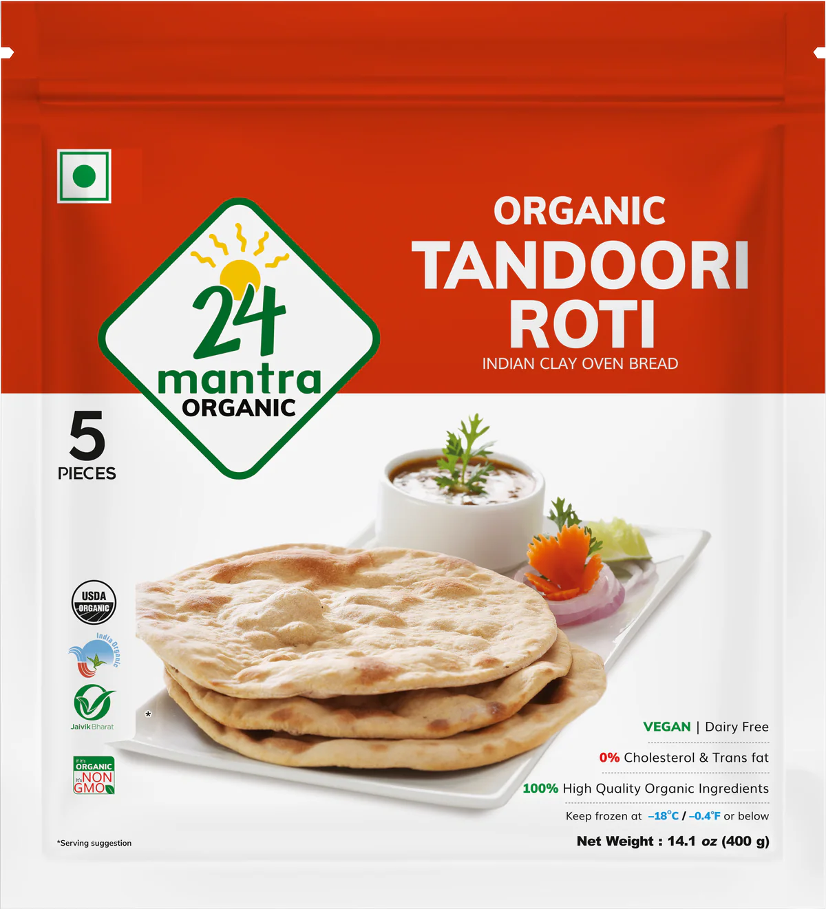 24 Mantra Organic Tandoori Roti - 5 Pcs (400 Gm)