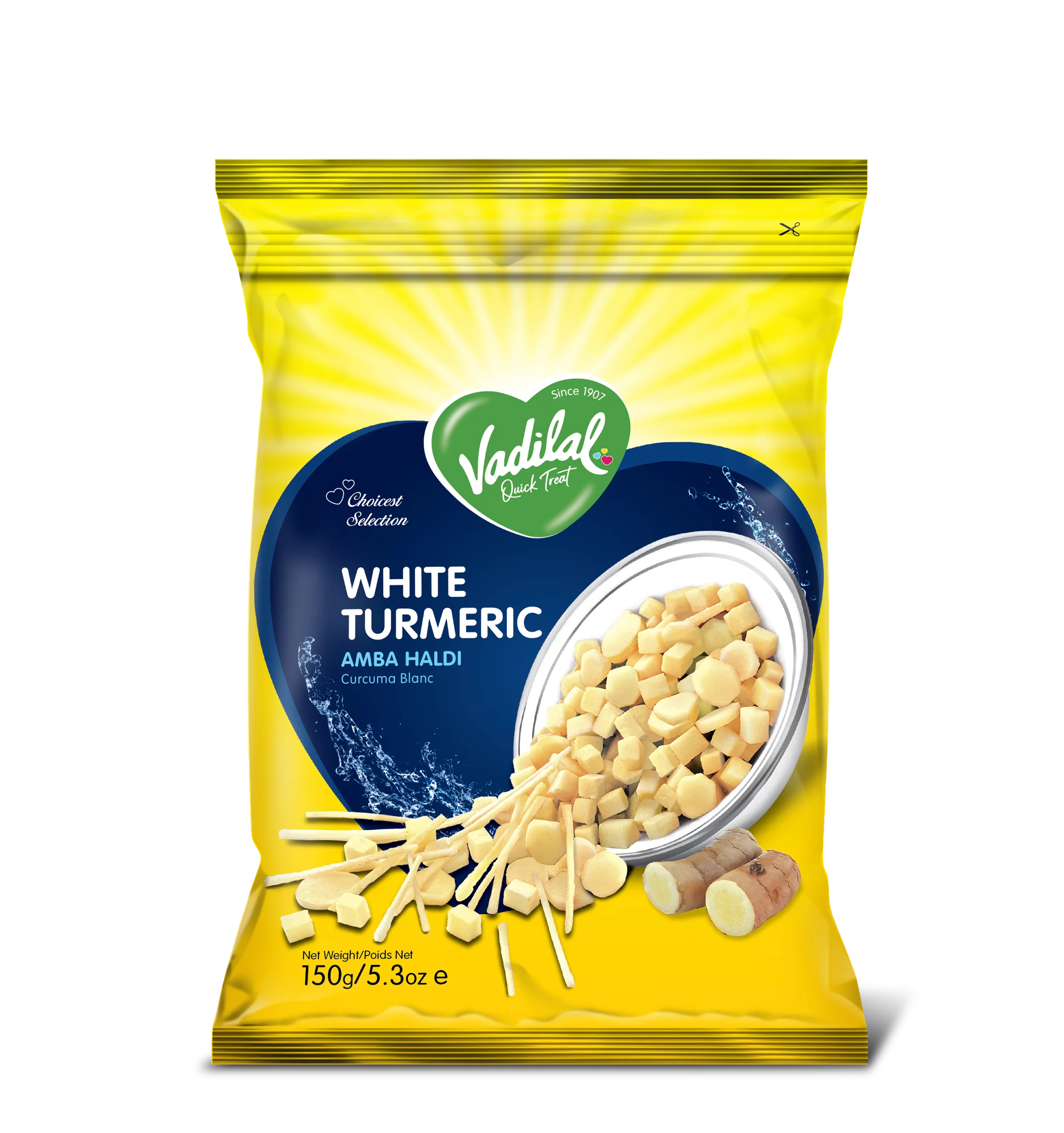 Vadilal Frozen White Turmeric (Amba Haldi) - 5.3 Oz (150 Gm)