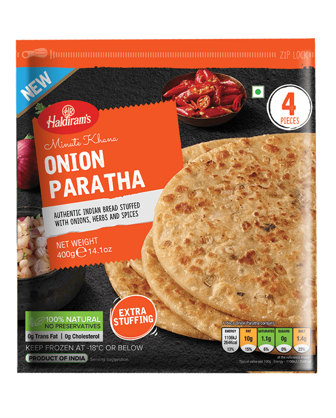 Haldiram Onion Paratha 4 Pcs
