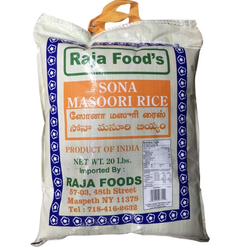 Raja Foods Sona Masoori Rice - 20 LB