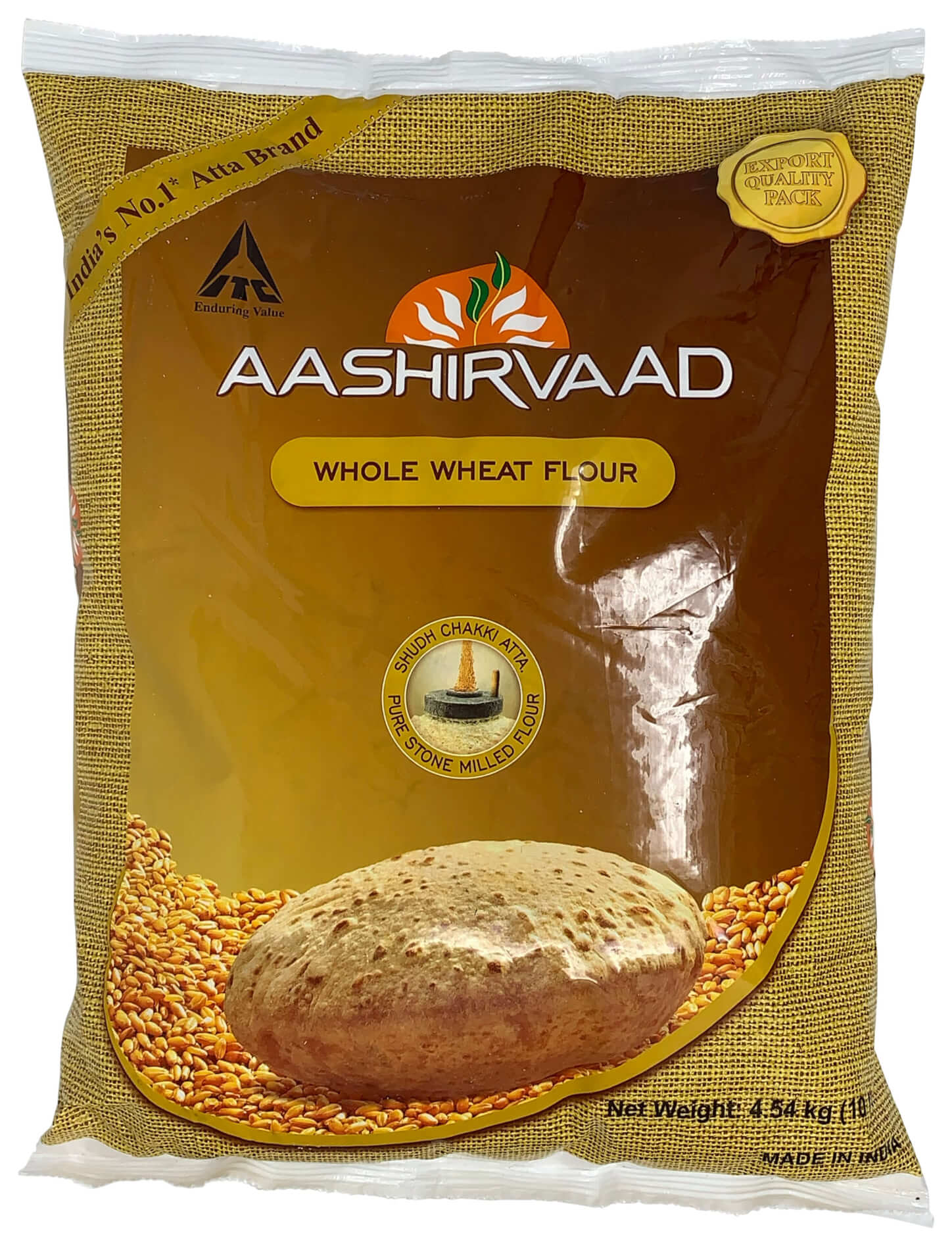 Aashirvaad Whole Wheat Atta (10 LB - EXPORT PACK)