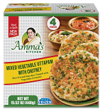 Amma's Kitchen Mixed. Veg Uttapam With Chutney - 4 Pcs (440 Gm)