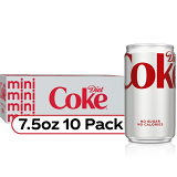 Diet Coke Soda Soft Drink, 7.5 fl oz, 10 Pack