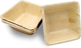 Plam Leaf Disposable Biodegradable Deep Square Bowl 5 Inch - 25-Pack