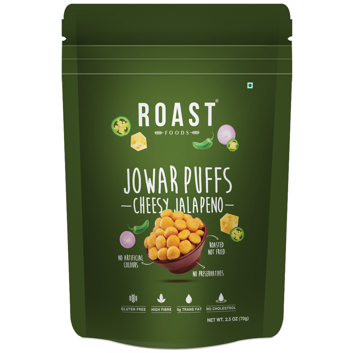 Roast Foods Jowar Puffs - Cheesy Jalapeno (70 Gm)